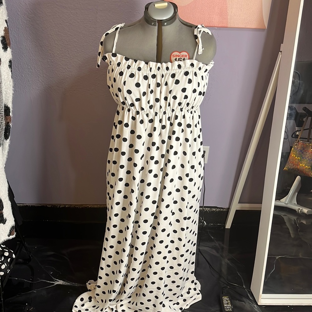Black and white polka dot dress